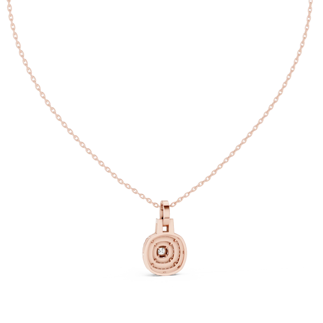 Front-view: Round Diamond Necklace with Bezel Setting in 14k Rose Gold - Lab Grown - Driona Jewels