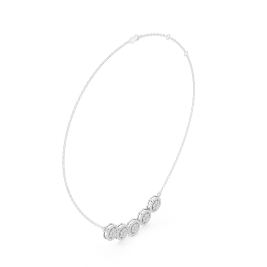 Front-view: Round Diamond Necklace with Bezel Setting in 14k White Gold - Lab Grown - Driona Jewels