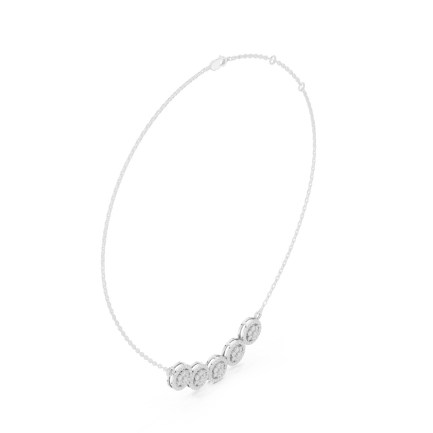 Front-view: Round Diamond Necklace with Bezel Setting in 14k White Gold - Lab Grown - Driona Jewels