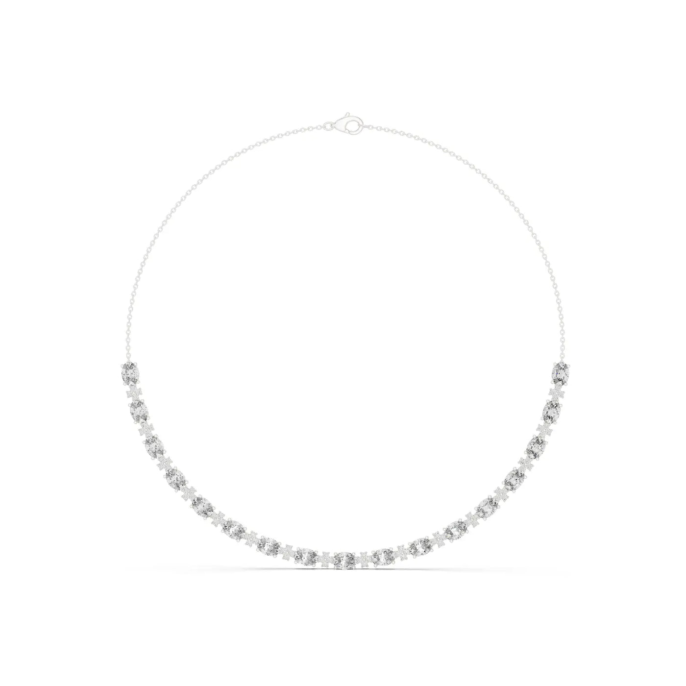Front-View: Round Diamond Necklace with Bezel Setting in 14k White Gold - Lab Grown - Driona Jewels