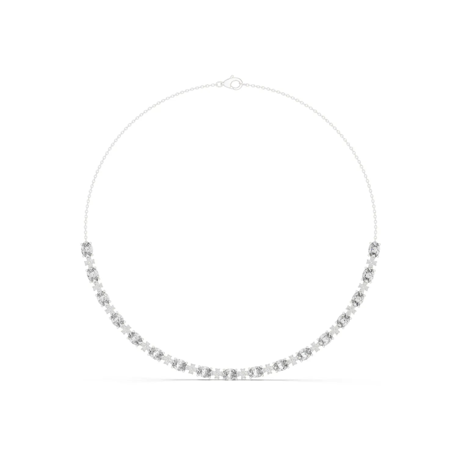 Front-View: Round Diamond Necklace with Bezel Setting in 14k White Gold - Lab Grown - Driona Jewels