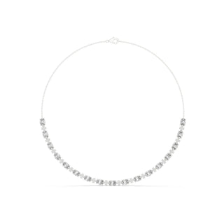 Front-View: Round Diamond Necklace with Bezel Setting in 14k White Gold - Lab Grown - Driona Jewels