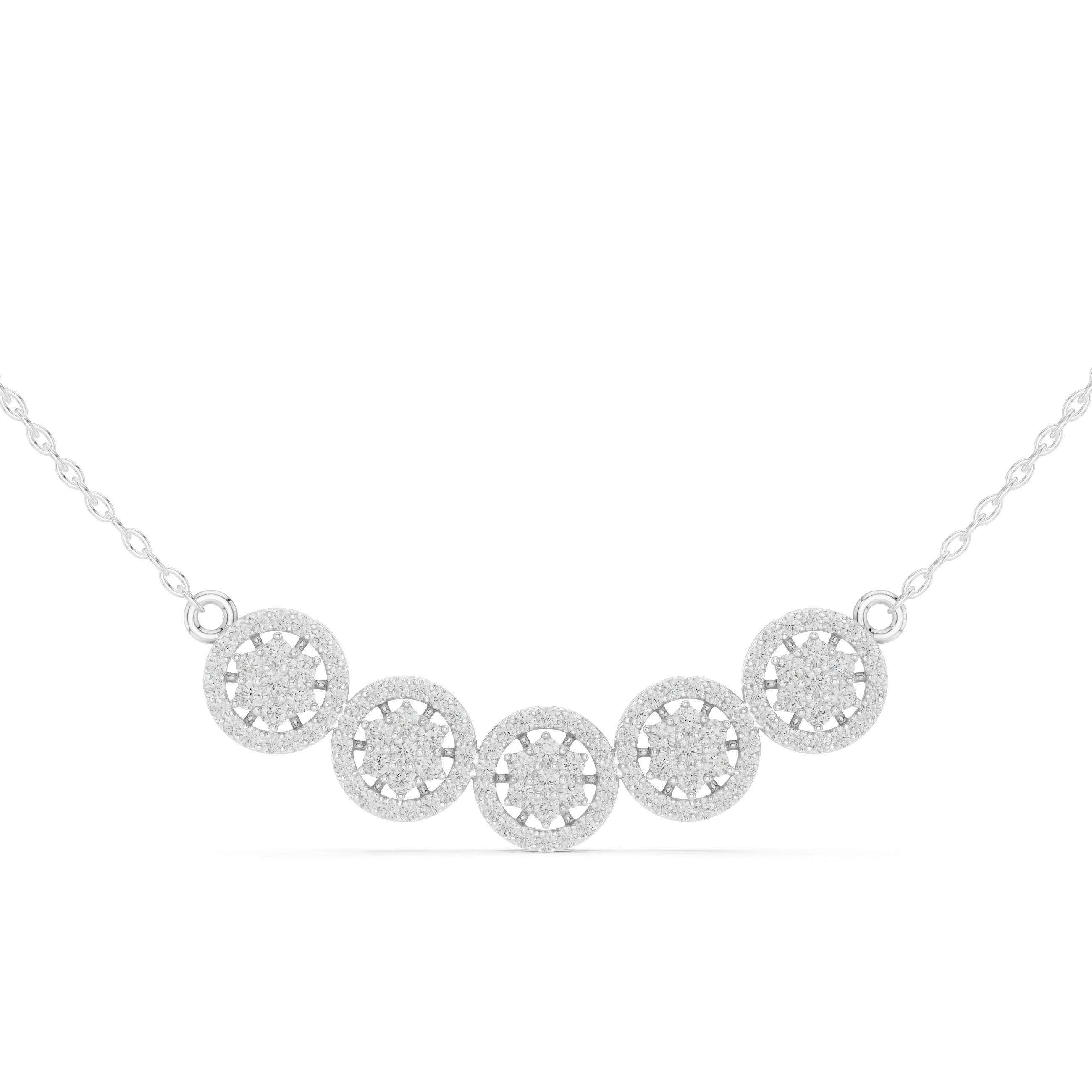 Front-View: Round Diamond Necklace with Bezel Setting in 14k White Gold - Lab Grown - Driona Jewels