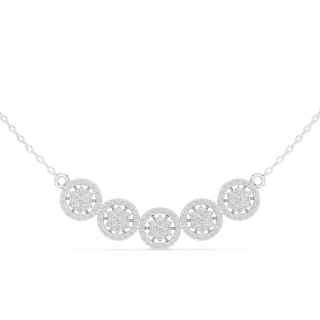 Front-View: Round Diamond Necklace with Bezel Setting in 14k White Gold - Lab Grown - Driona Jewels