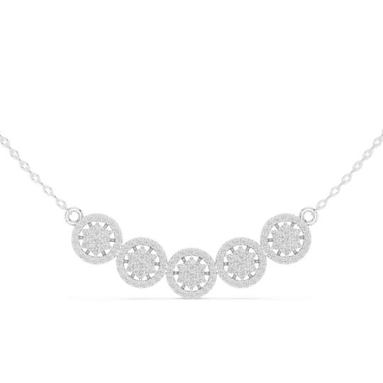 Front-View: Round Diamond Necklace with Bezel Setting in 14k White Gold - Lab Grown - Driona Jewels