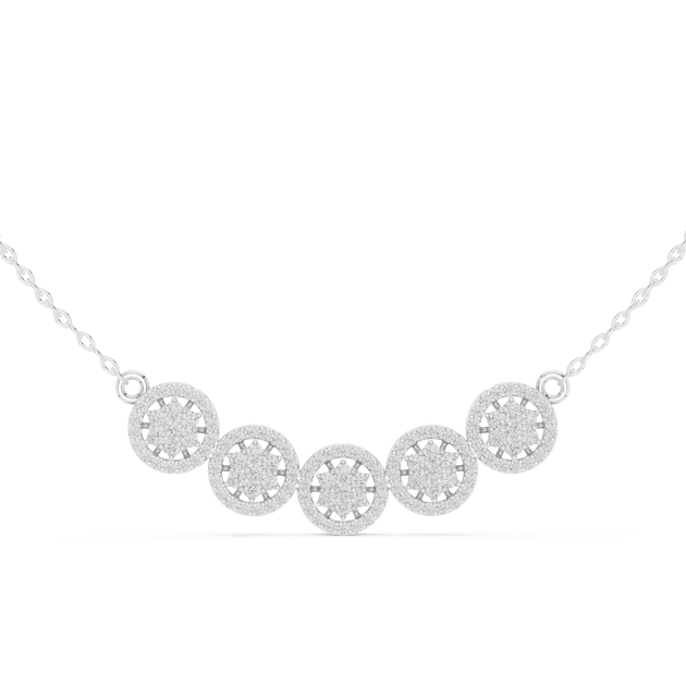 Front-View: Round Diamond Necklace with Bezel Setting in 14k White Gold - Lab Grown - Driona Jewels