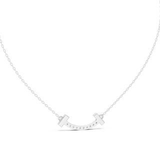 Front View: Round Diamond Necklace with Bezel Setting in 14k White Gold - Lab Grown - Driona Jewels