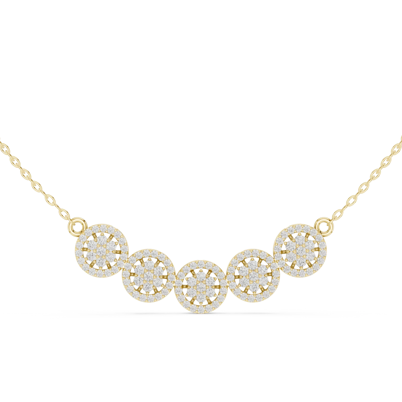 Front View: Round Diamond Necklace with Bezel Setting in 14k Yellow Gold - Lab Grown - Driona Jewels