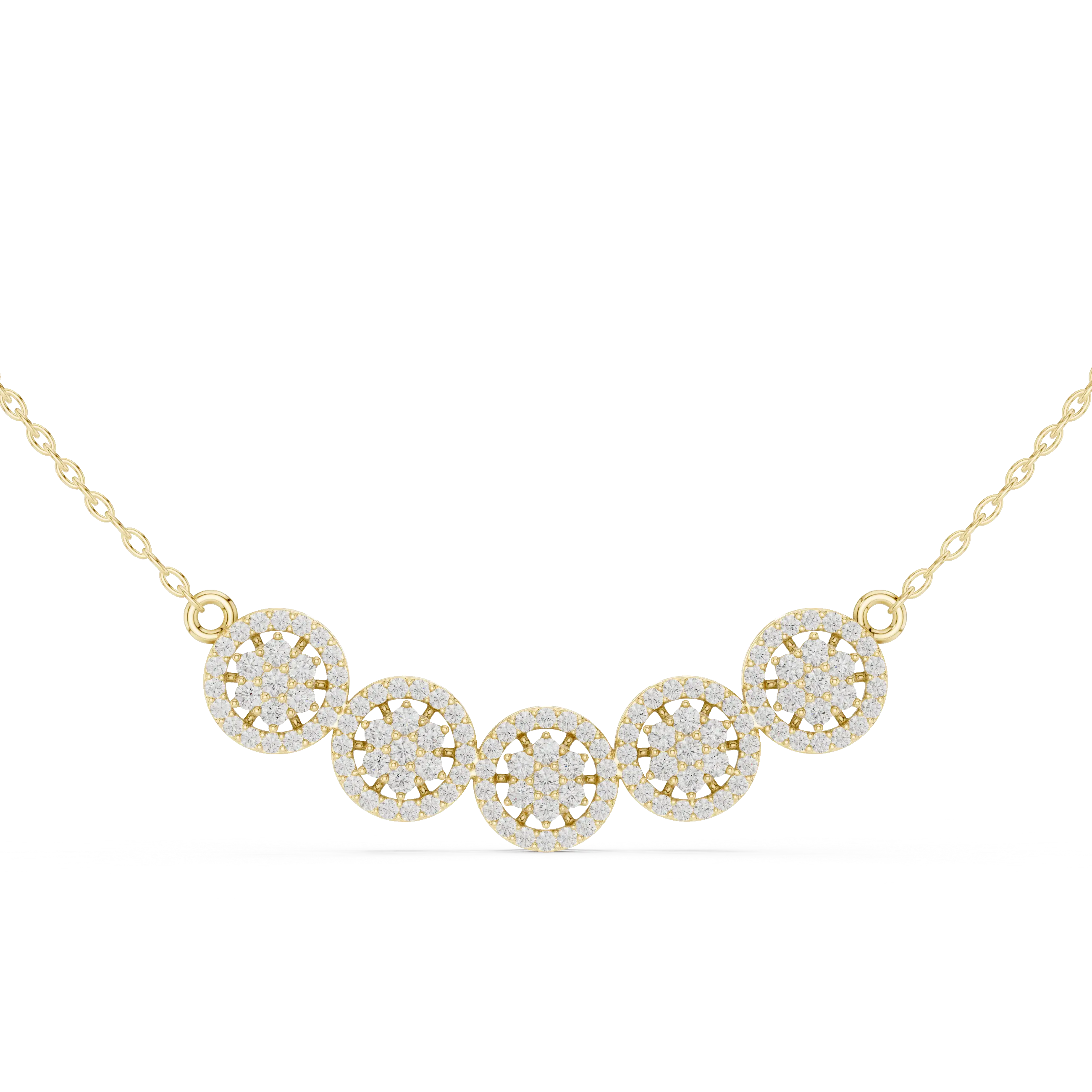 Front View: Round Diamond Necklace with Bezel Setting in 14k Yellow Gold - Lab Grown - Driona Jewels