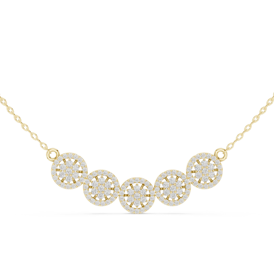 Front View: Round Diamond Necklace with Bezel Setting in 14k Yellow Gold - Lab Grown - Driona Jewels