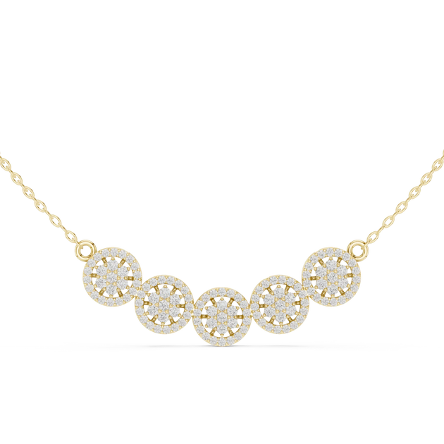 Front View: Round Diamond Necklace with Bezel Setting in 14k Yellow Gold - Lab Grown - Driona Jewels
