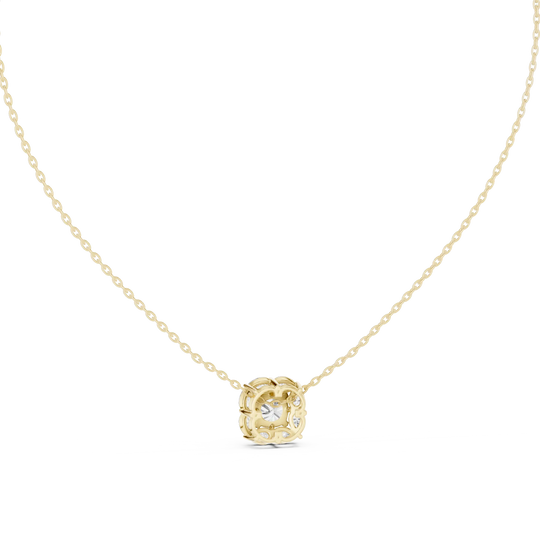 Front-view: Round Diamond Necklace with Bezel Setting in 14k Yellow Gold - Lab Grown - Driona Jewels