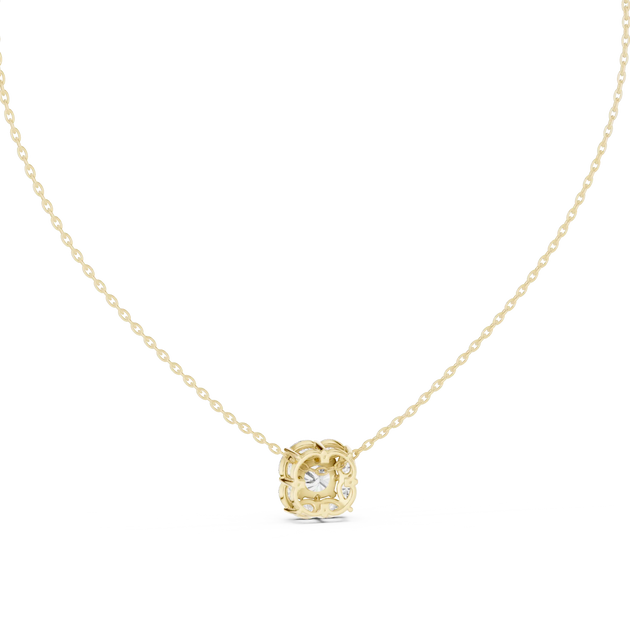 Front-view: Round Diamond Necklace with Bezel Setting in 14k Yellow Gold - Lab Grown - Driona Jewels