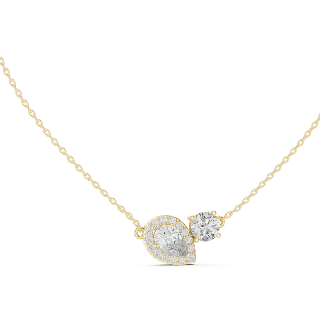 Driona Jewels Two Stone Halo Diamond Pendant in 14K Rose Gold