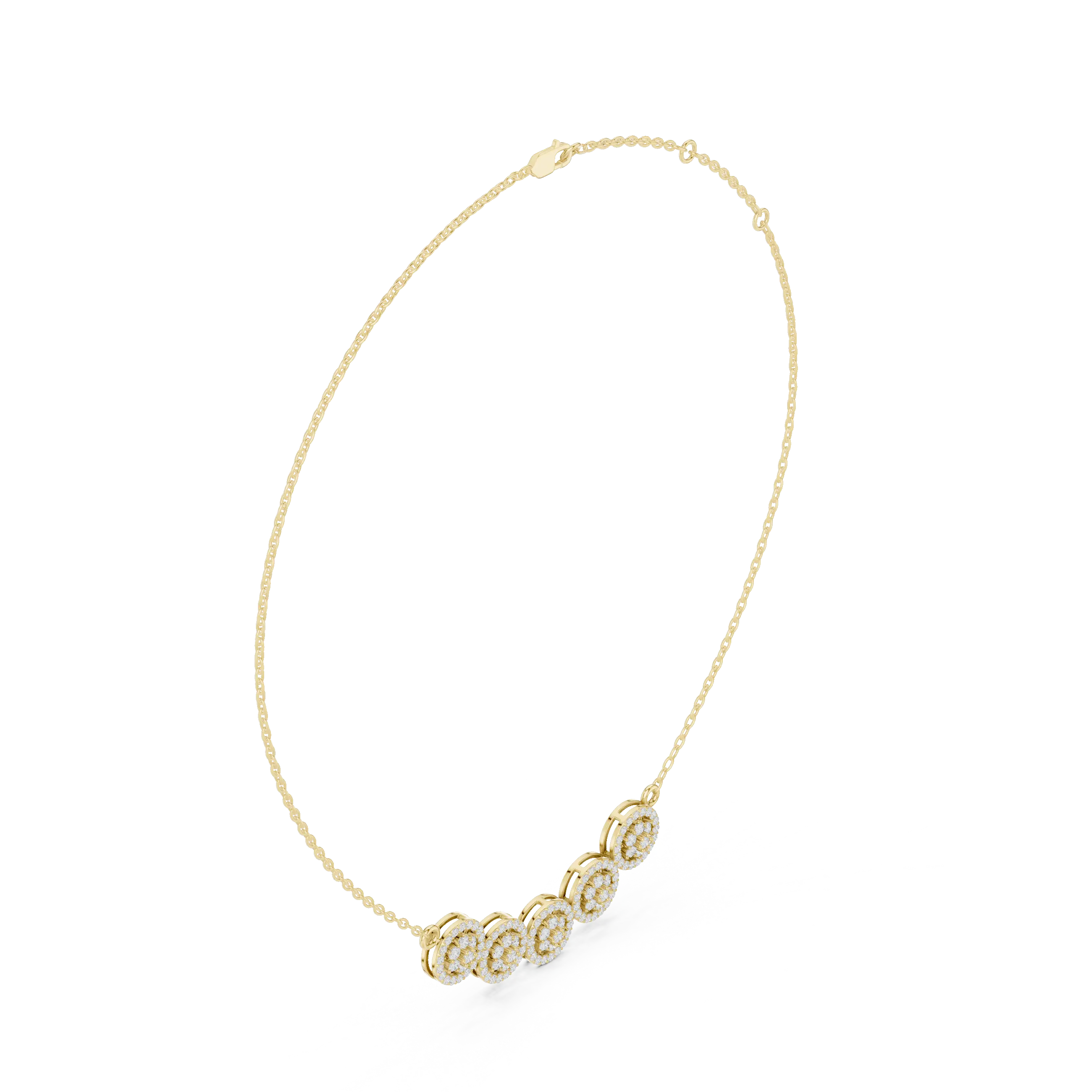 Front-View: Round Diamond Necklace with Bezel Setting in 14k Yellow Gold - Lab Grown - Driona Jewels