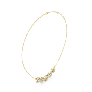 Front-View: Round Diamond Necklace with Bezel Setting in 14k Yellow Gold - Lab Grown - Driona Jewels