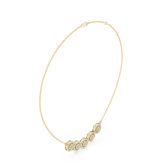 Front-View: Round Diamond Necklace with Bezel Setting in 14k Yellow Gold - Lab Grown - Driona Jewels