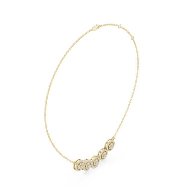 Front-View: Round Diamond Necklace with Bezel Setting in 14k Yellow Gold - Lab Grown - Driona Jewels