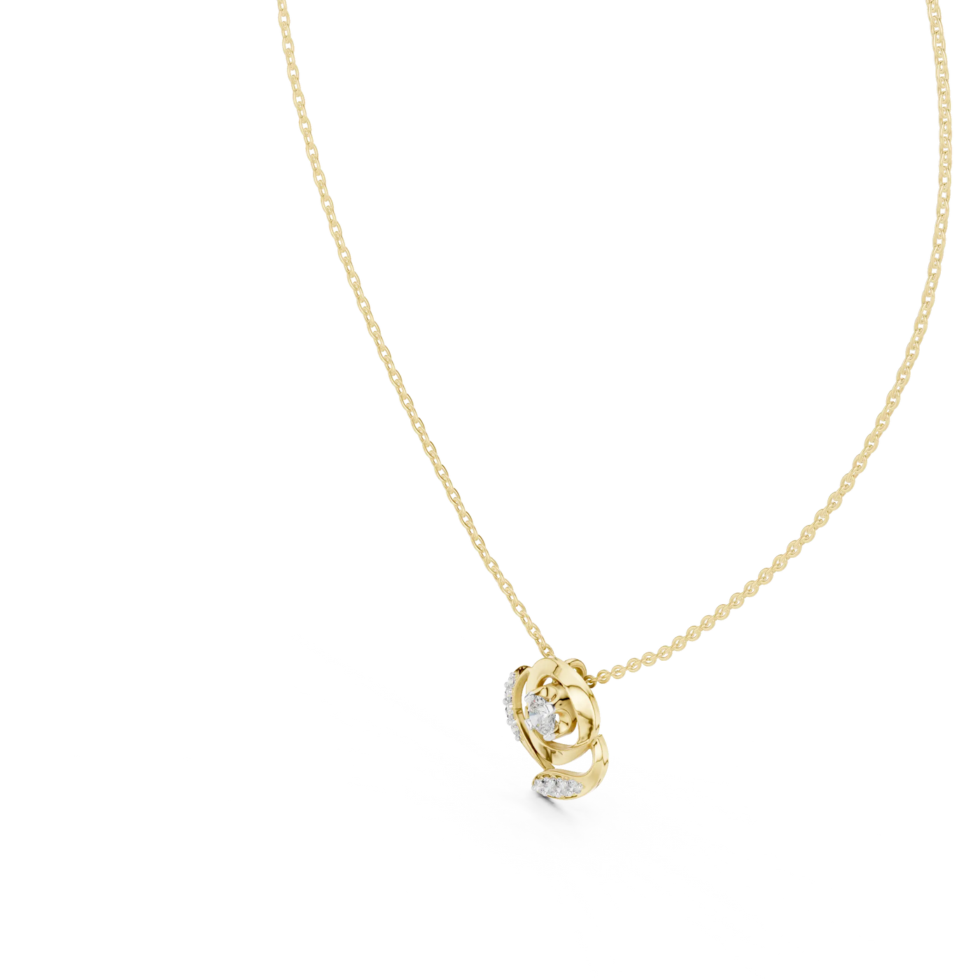 Front-view: Round Diamond Necklace with Bezel Setting in 14k Yellow Gold - Lab Grown - Driona Jewels