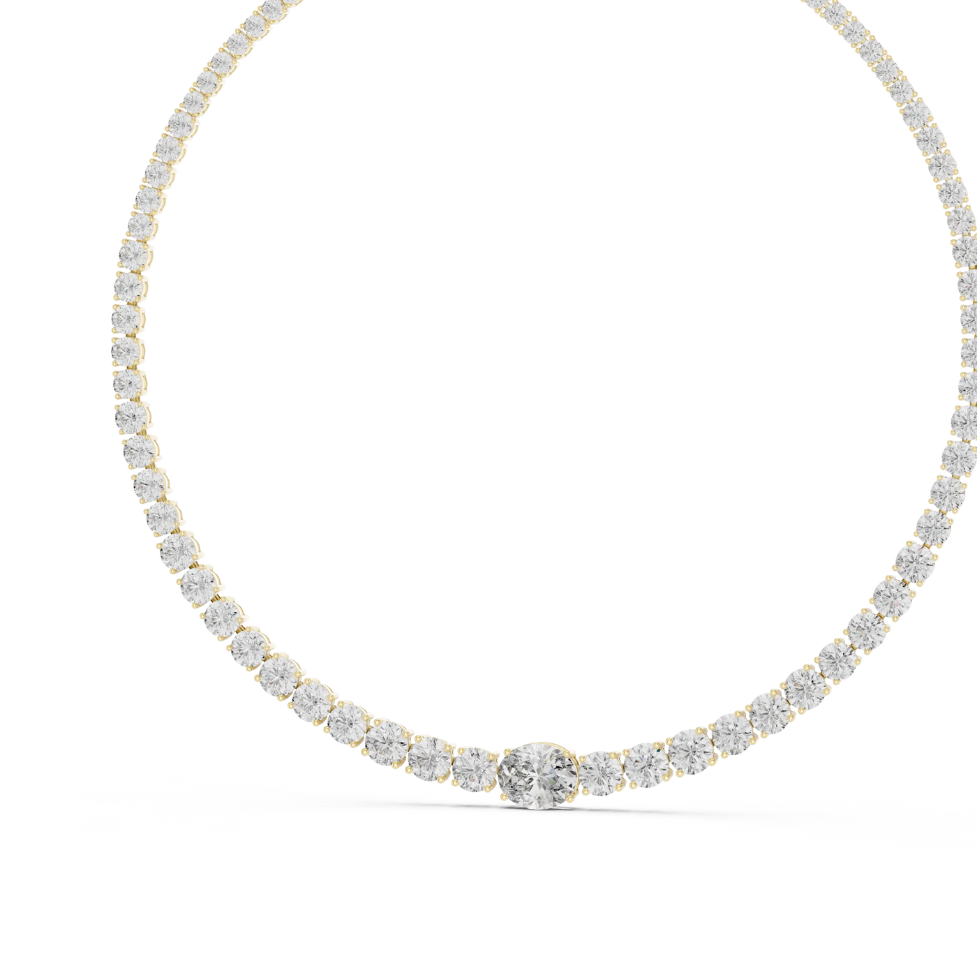 Front View: Round Diamond Necklace with Bezel Setting in 14k Yellow Gold - Lab Grown - Driona Jewels