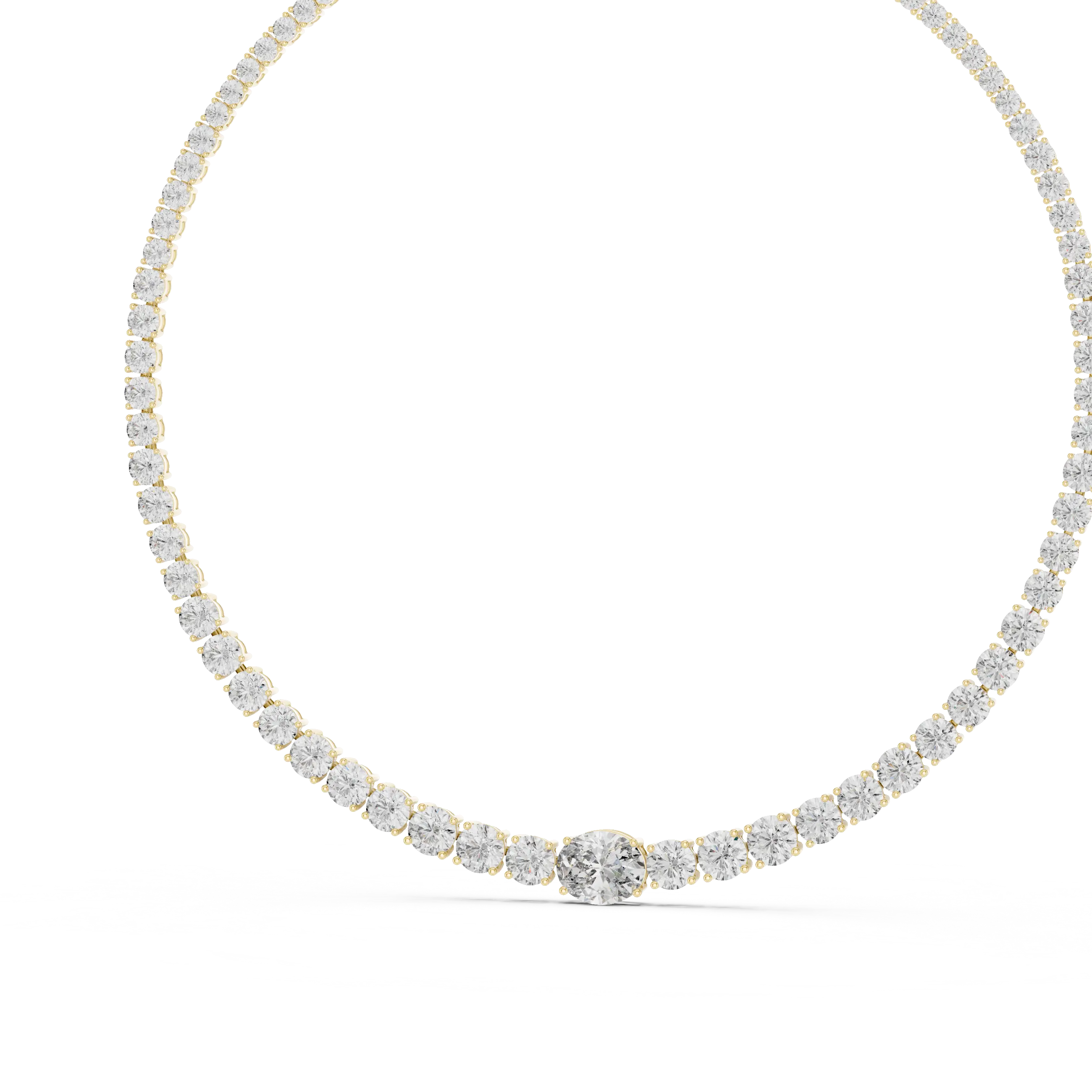 Front View: Round Diamond Necklace with Bezel Setting in 14k Yellow Gold - Lab Grown - Driona Jewels