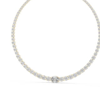 Front View: Round Diamond Necklace with Bezel Setting in 14k Yellow Gold - Lab Grown - Driona Jewels