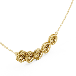 Three-quarter View: Round Diamond Necklace with Bezel Setting in 14k Yellow Gold - Lab Grown - Driona Jewels