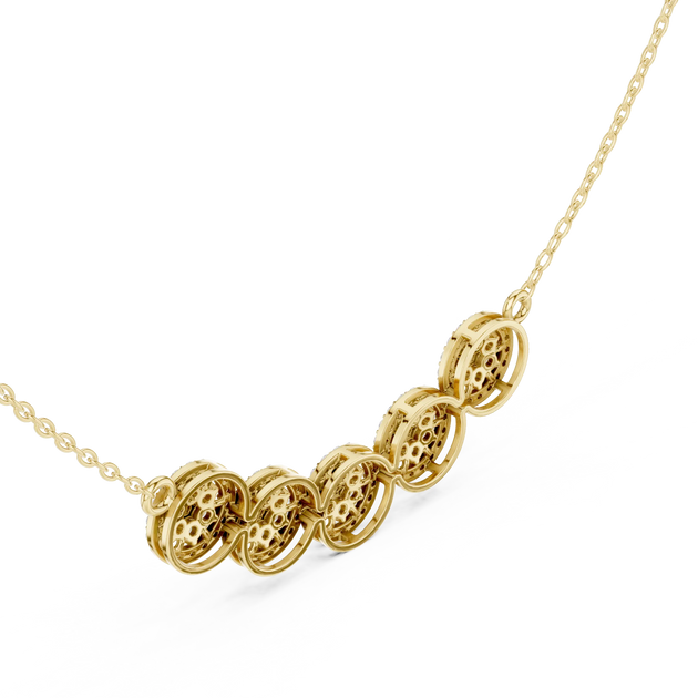 Three-quarter View: Round Diamond Necklace with Bezel Setting in 14k Yellow Gold - Lab Grown - Driona Jewels
