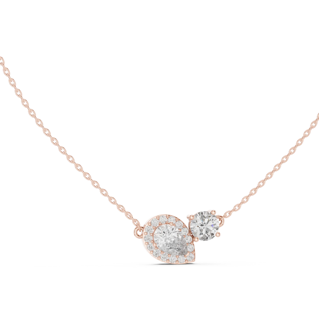 Driona Jewels Two Stone Halo Diamond Pendant in 14K Rose Gold
