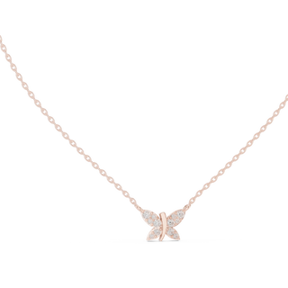 Front-View: Round Diamond Necklace with Pave Setting in 14k Rose Gold - Lab Grown - Driona Jewels