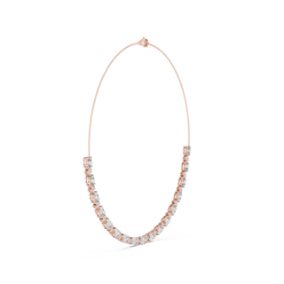 Front View: Round Diamond Necklace with Pave Setting in 14k Rose Gold - Lab Grown - Driona Jewels