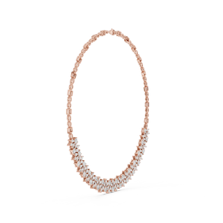 Front-View: Round Diamond Necklace with Pave Setting in 14k Rose Gold - Lab Grown - Driona Jewels