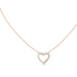 Front-View: Round Diamond Necklace with Pave Setting in 14k Rose Gold - Lab Grown - Driona Jewels