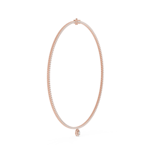 Front-View: Round Diamond Necklace with Pave Setting in 14k Rose Gold - Lab Grown - Driona Jewels