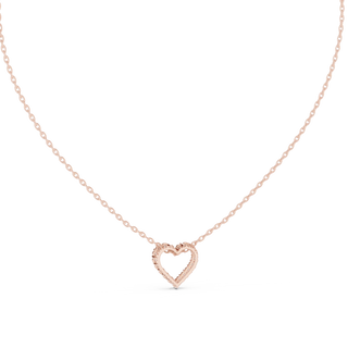 Front-View: Round Diamond Necklace with Pave Setting in 14k Rose Gold - Lab Grown - Driona Jewels