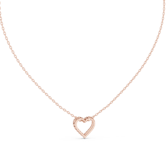 Front-View: Round Diamond Necklace with Pave Setting in 14k Rose Gold - Lab Grown - Driona Jewels