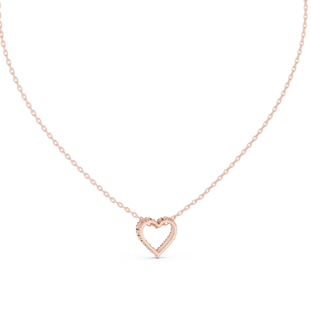 Front-View: Round Diamond Necklace with Pave Setting in 14k Rose Gold - Lab Grown - Driona Jewels