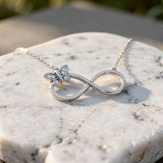 Flat-Lay: Round Diamond Necklace with Pave Setting in 14k White Gold - Lab Grown - Driona Jewels