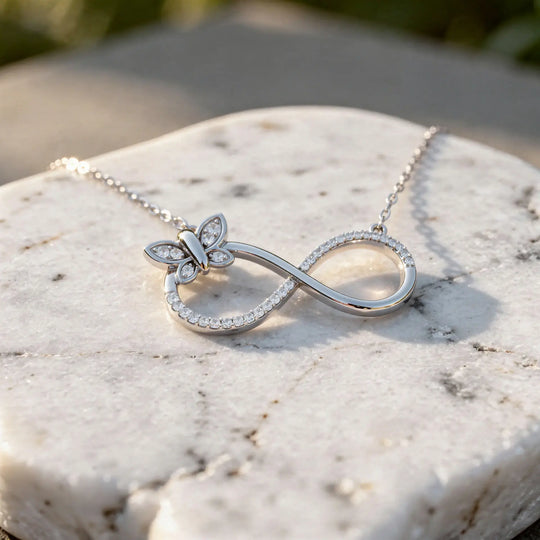Flat-Lay: Round Diamond Necklace with Pave Setting in 14k White Gold - Lab Grown - Driona Jewels