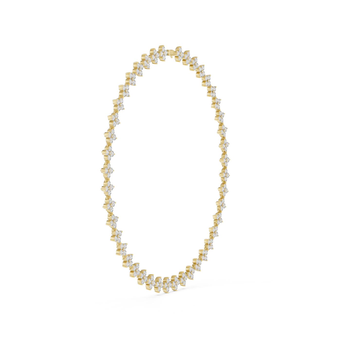 Front-View: Round Diamond Necklace with Pave Setting in 14k White Gold - Lab Grown - Driona Jewels