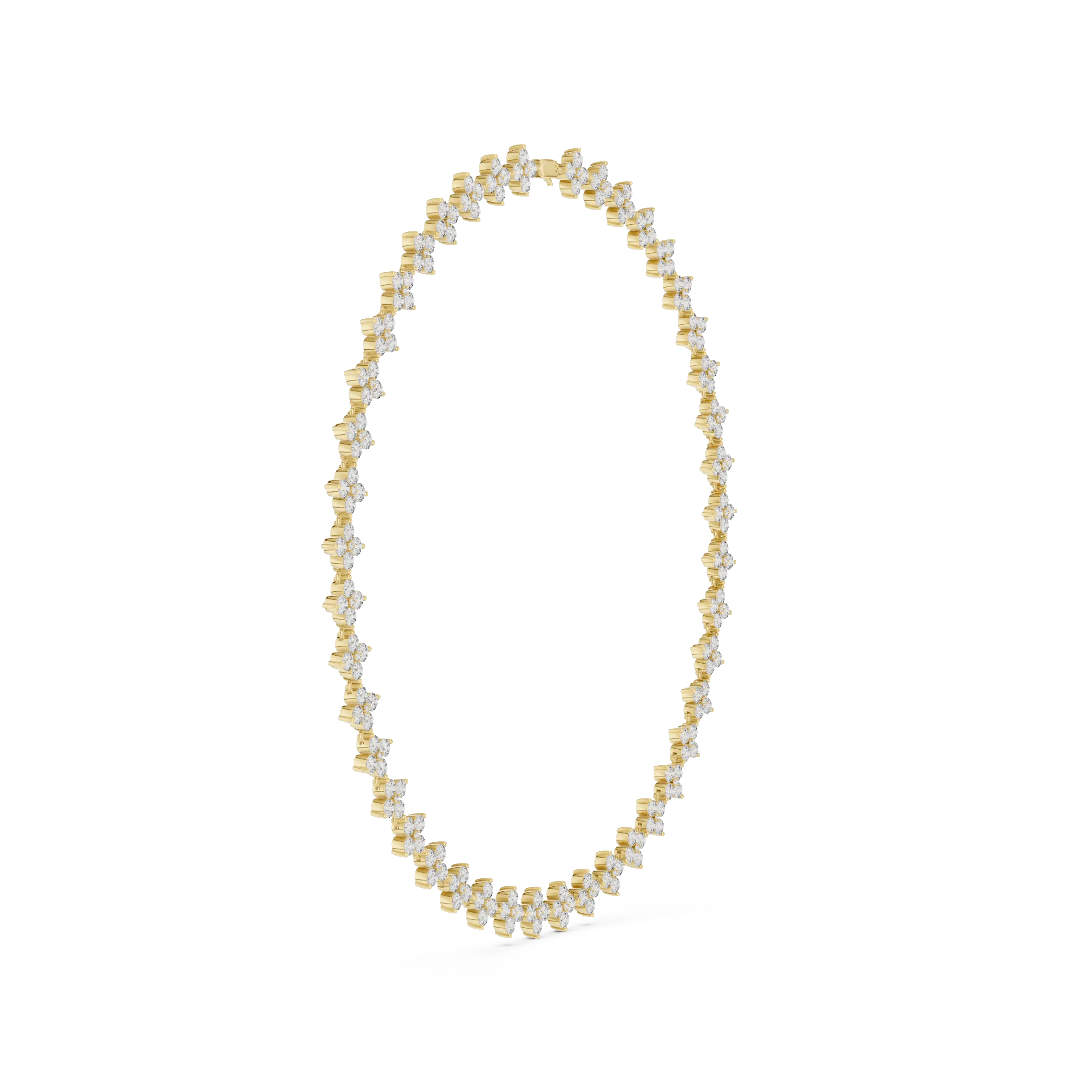 Front-View: Round Diamond Necklace with Pave Setting in 14k White Gold - Lab Grown - Driona Jewels