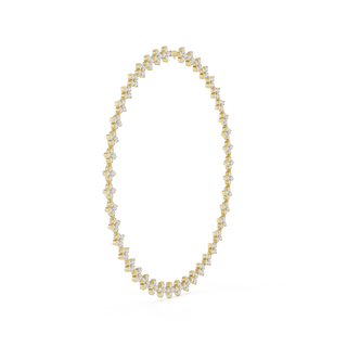 Front-View: Round Diamond Necklace with Pave Setting in 14k White Gold - Lab Grown - Driona Jewels