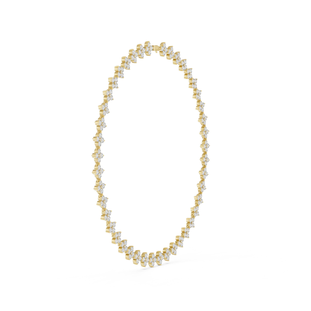 Front-View: Round Diamond Necklace with Pave Setting in 14k White Gold - Lab Grown - Driona Jewels