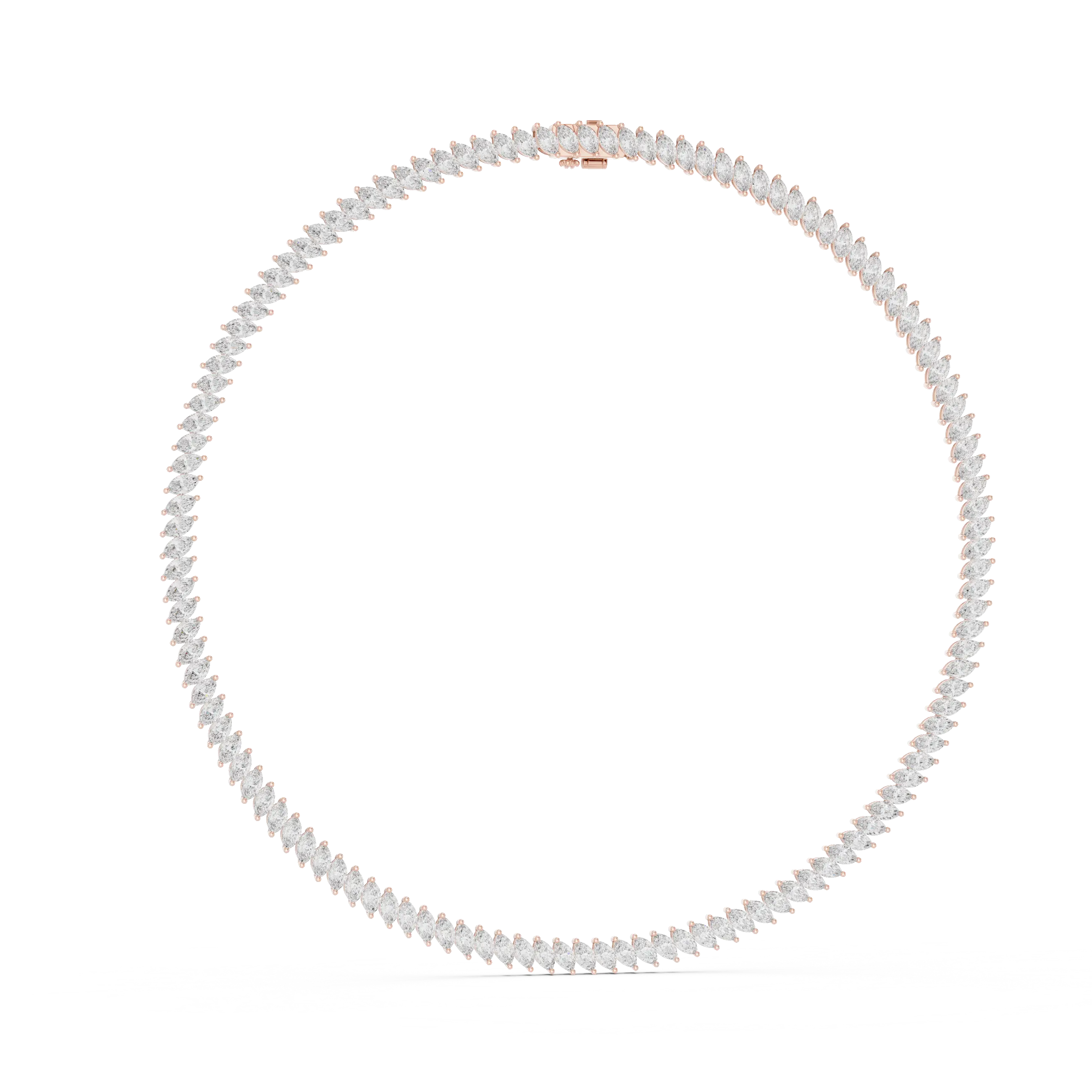 Front-View: Round Diamond Necklace with Pave Setting in 14k White Gold - Lab Grown - Driona Jewels