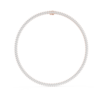Front-View: Round Diamond Necklace with Pave Setting in 14k White Gold - Lab Grown - Driona Jewels