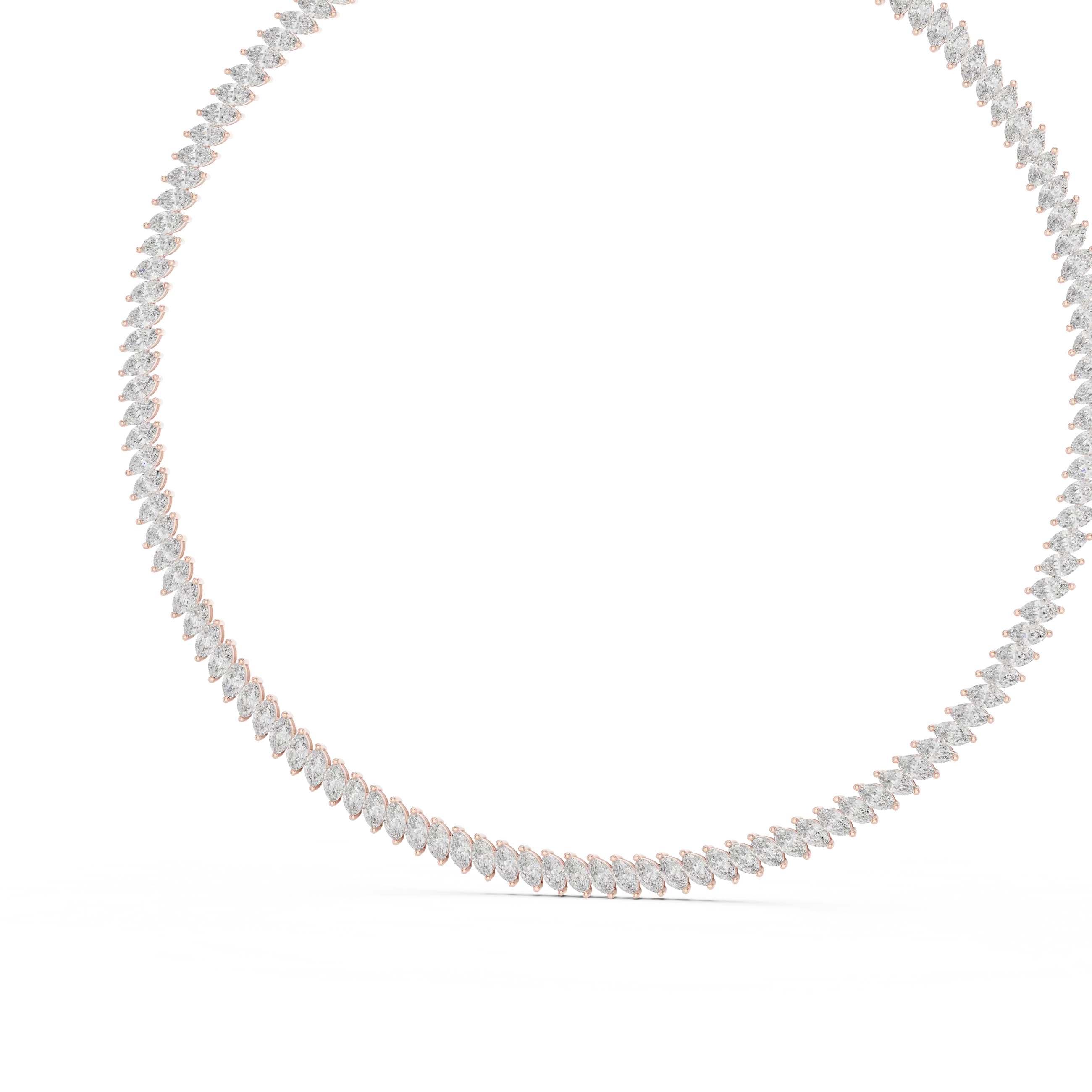 Front-View: Round Diamond Necklace with Pave Setting in 14k White Gold - Lab Grown - Driona Jewels
