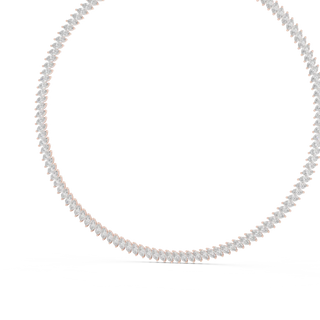 Front-View: Round Diamond Necklace with Pave Setting in 14k White Gold - Lab Grown - Driona Jewels