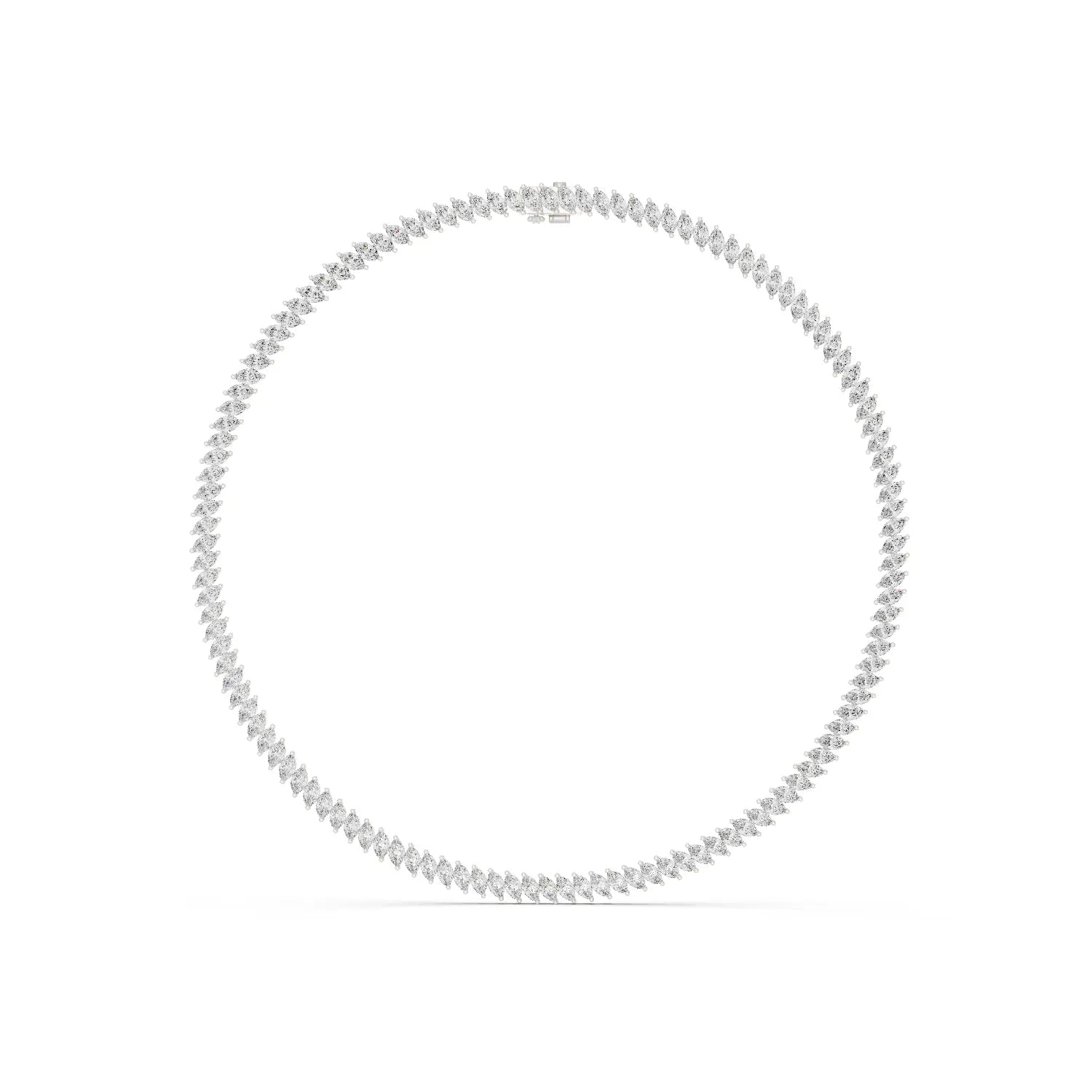 Front View: Round Diamond Necklace with Pave Setting in 14k White Gold - Lab Grown - Driona Jewels