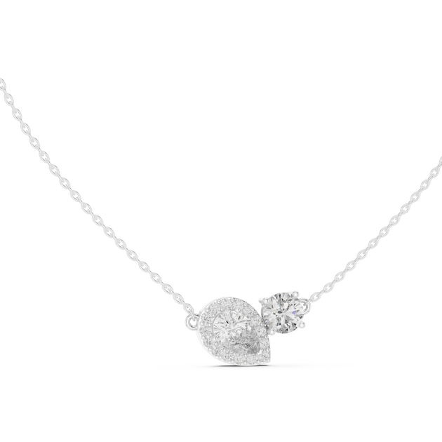 Driona Jewels Two Stone Halo Diamond Pendant in 14K Rose Gold