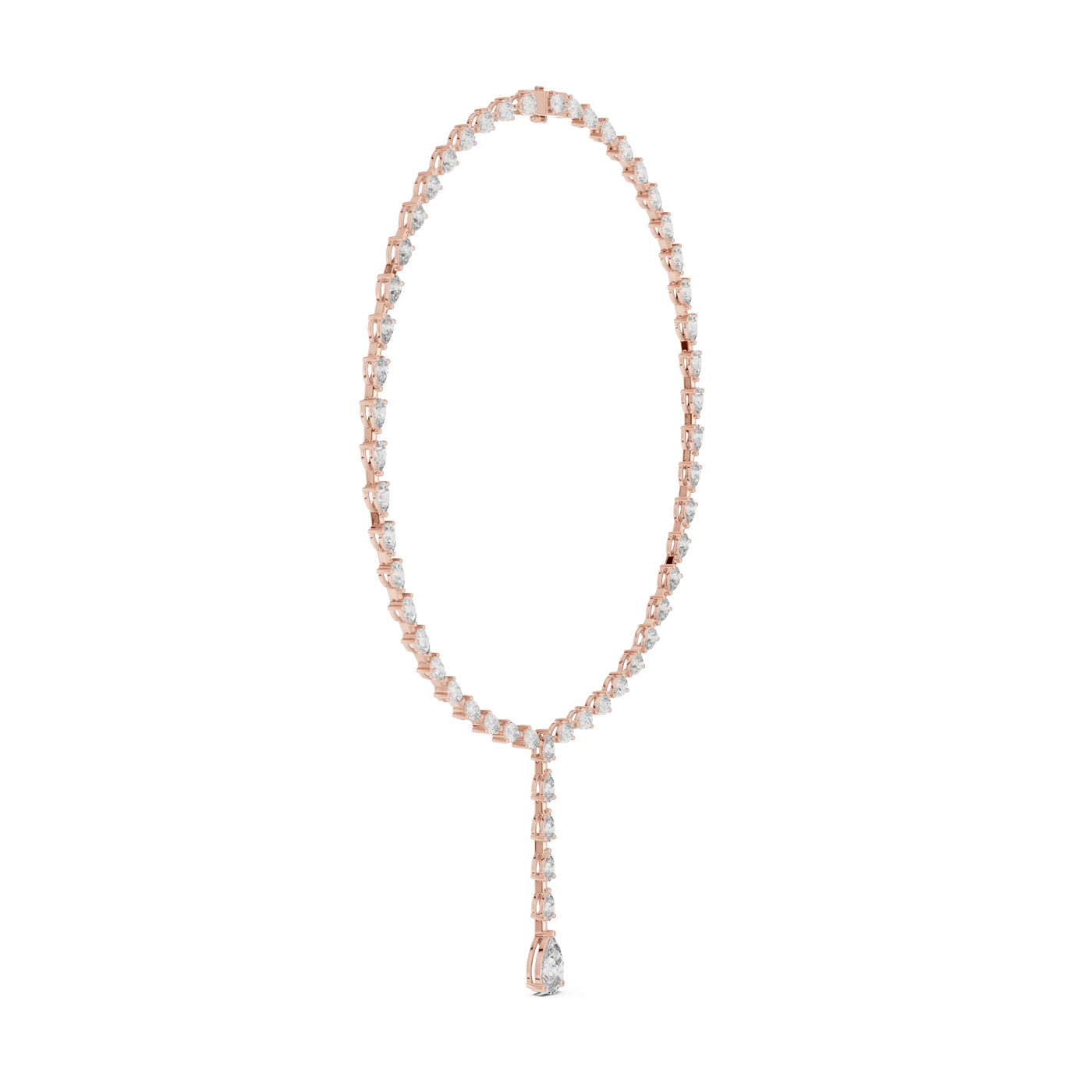 Front-View: Round Diamond Necklace with Pave Setting in 14k White Gold - Lab Grown - Driona Jewels